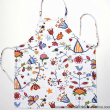 Custom Made Cotton Floral Printing Flower Pattern White Cooking Women′s Bib Apron